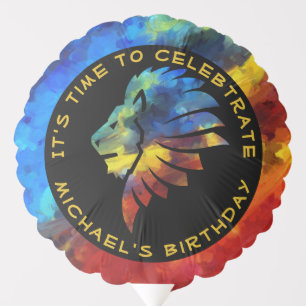 King of the jungle lion watercolor name monogram balloon