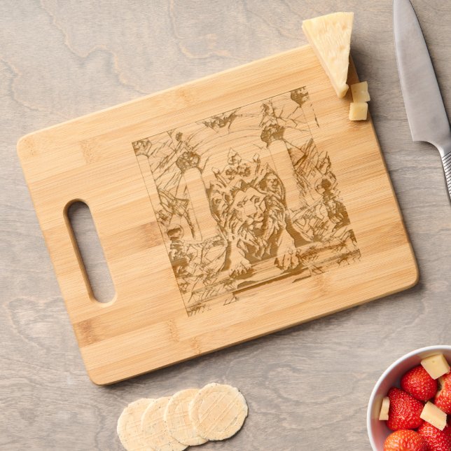 King of the Jungle on the Throne Engraved Cutting Board (Cheese)