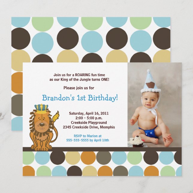 King of the Jungle *PHOTO* Birthday 5x7 Invitation (Front/Back)