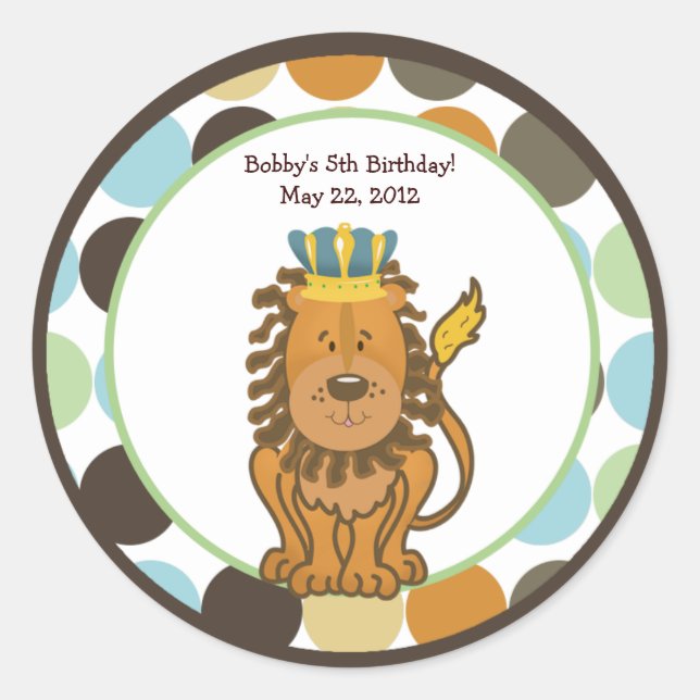 King of the Jungle Round Custom Favor Sticker (Front)