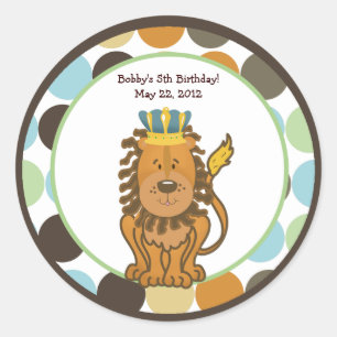 King of the Jungle Round Custom Favor Sticker