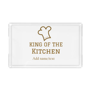 King of the kitchen brown chef cooking brown hat acrylic tray