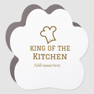 King of the kitchen brown chef cooking brown hat car magnet