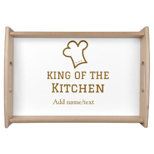 King of the kitchen brown chef cooking brown hat serving tray