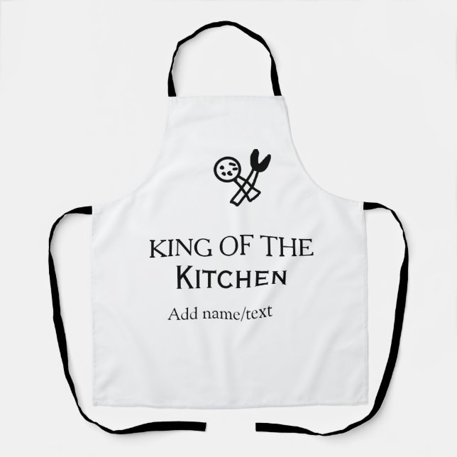 King of the kitchen chef cooking add name crown ha apron (Front)