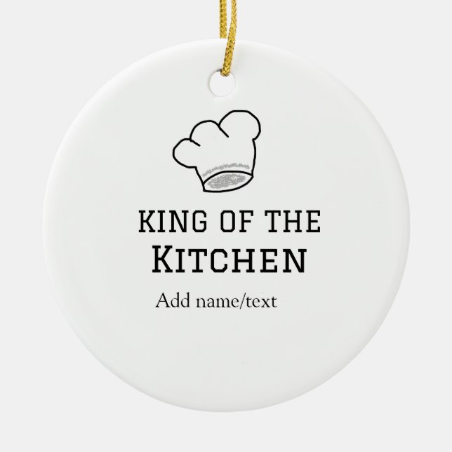King of the kitchen chef cooking add name crown ha ceramic ornament (Front)