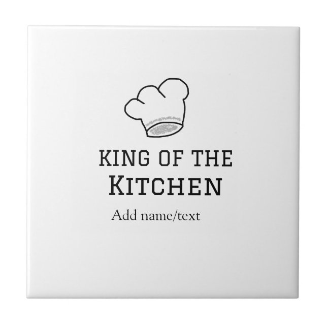 King of the kitchen chef cooking add name crown ha ceramic tile (Front)