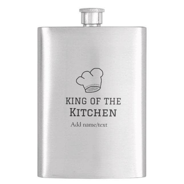 King of the kitchen chef cooking add name crown ha flask (Front)