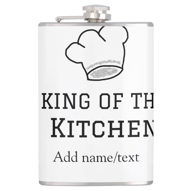 King of the kitchen chef cooking add name crown ha flask (Front)