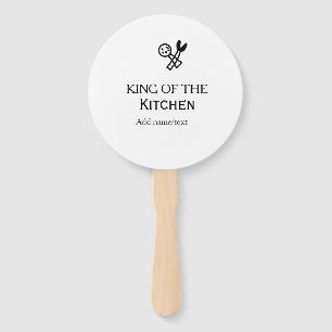 King of the kitchen chef cooking add name crown ha hand fan