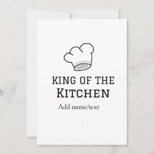 King of the kitchen chef cooking add name crown ha invitation
