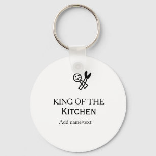 King of the kitchen chef cooking add name crown ha keychain