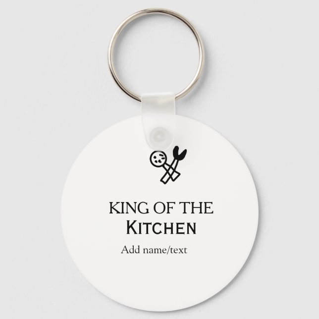 King of the kitchen chef cooking add name crown ha keychain (Front)