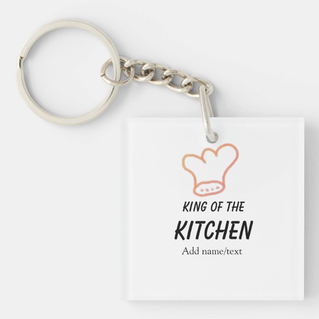 King of the kitchen chef cooking add name crown ha keychain (Front)