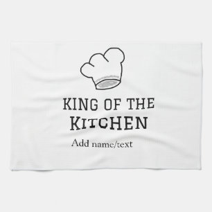 King of the kitchen chef cooking add name crown ha kitchen towel