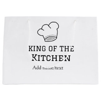 King of the kitchen chef cooking add name crown ha large gift bag