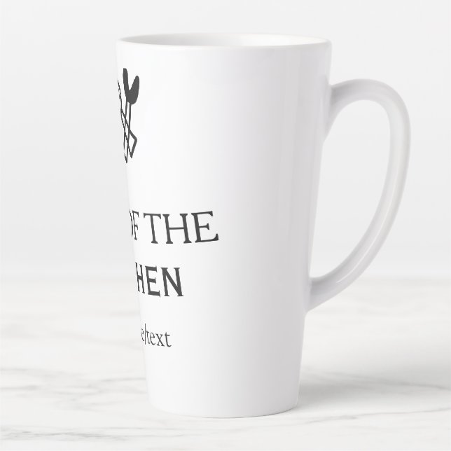King of the kitchen chef cooking add name crown ha latte mug (Right)