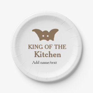 King of the kitchen chef cooking add name crown ha paper plates