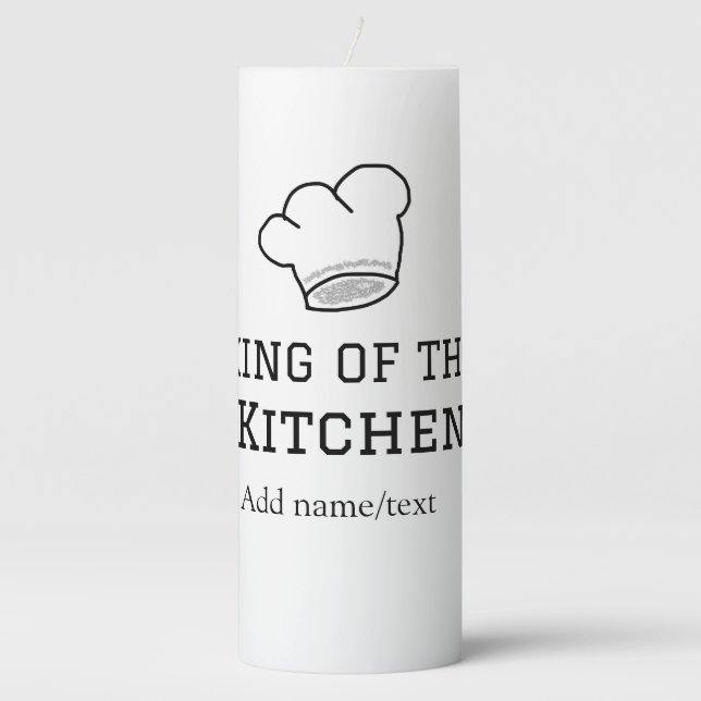 King of the kitchen chef cooking add name crown ha pillar candle (Front)