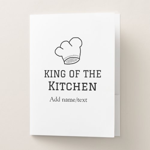 King of the kitchen chef cooking add name crown ha pocket folder