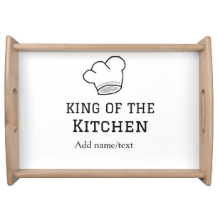 King of the kitchen chef cooking add name crown ha serving tray