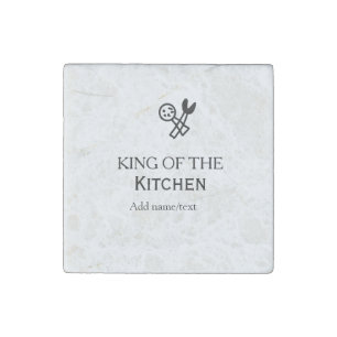 King of the kitchen chef cooking add name crown ha stone magnet