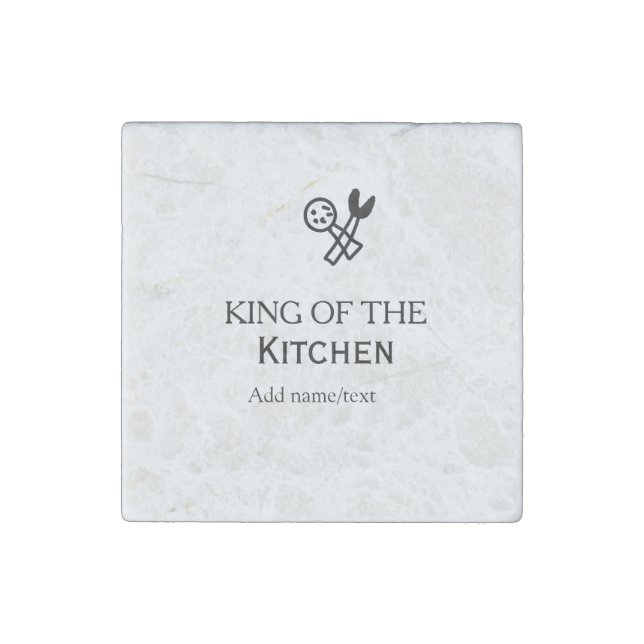 King of the kitchen chef cooking add name crown ha stone magnet (Front)