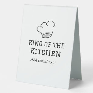 King of the kitchen chef cooking add name crown ha table tent