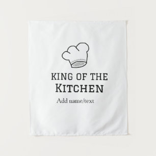 King of the kitchen chef cooking add name crown ha tapestry