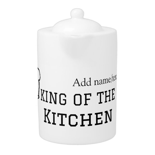 King of the kitchen chef cooking add name crown ha teapot (Front)