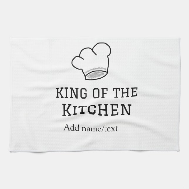 King of the kitchen chef cooking add name crown ha towel (Horizontal)