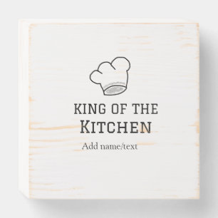 King of the kitchen chef cooking add name crown ha wooden box sign