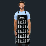 King Of the Kitchen Chess Black White Pattern  Ap Apron<br><div class="desc">Classic black and white chess men apron for chess lovers,  featuring chess figures in a geometric pattern. Modern chess pieces design</div>