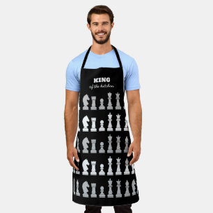 King Of the Kitchen Chess Black White Pattern Ap Apron