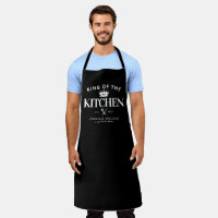 King of the Kitchen Crown Foodie Dad Men Black Apron