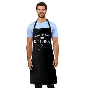 King of the Kitchen Crown Foodie Dad Men Black Apron