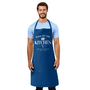 King of the Kitchen Crown Foodie Dad Men Navy Blue Apron