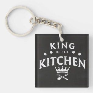 King of the Kitchen Crown – Funny Foodie Black Keychain