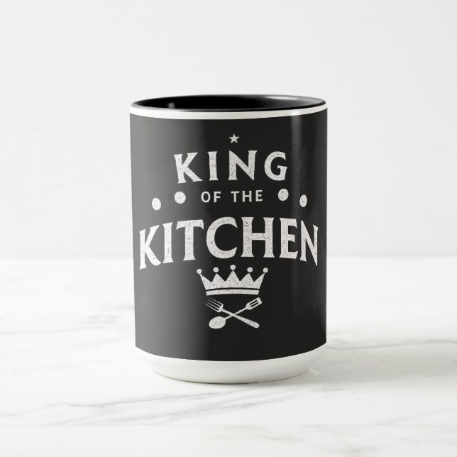 King of the Kitchen Crown – Funny Foodie Black Mug (Center)