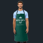 King of The Kitchen Foodie Men Personalized Green Apron<br><div class="desc">Perfect gift for your dad,  grandpa,  brother,  or any important man in your life who loves to cook! Green Apron. Easily personalize yours at home!</div>