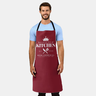 King of The Kitchen Foodie Men Personalized Red Apron