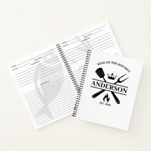King of the Kitchen Personalized BBQ Recipes Notebook