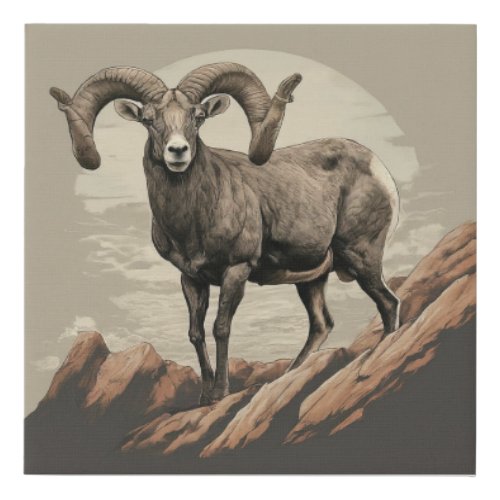 King of the Mountain A Bighorn Sheeps Domain Faux Canvas Print