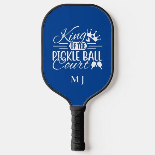 King of the Pickleball Court Monogram Modern Dad Pickleball Paddle