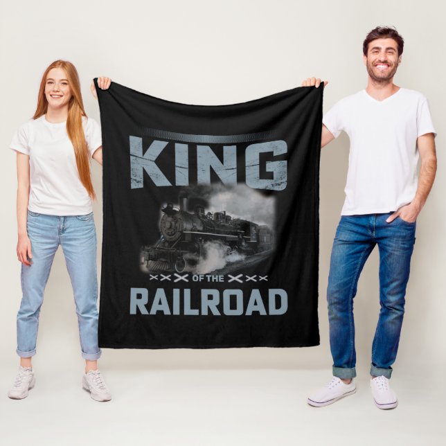 King of the Railroad Steam Train Engine Locomotive Fleece Blanket (In Situ)