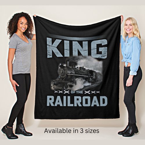 King of the Railroad Steam Train Engine Locomotive Fleece Blanket