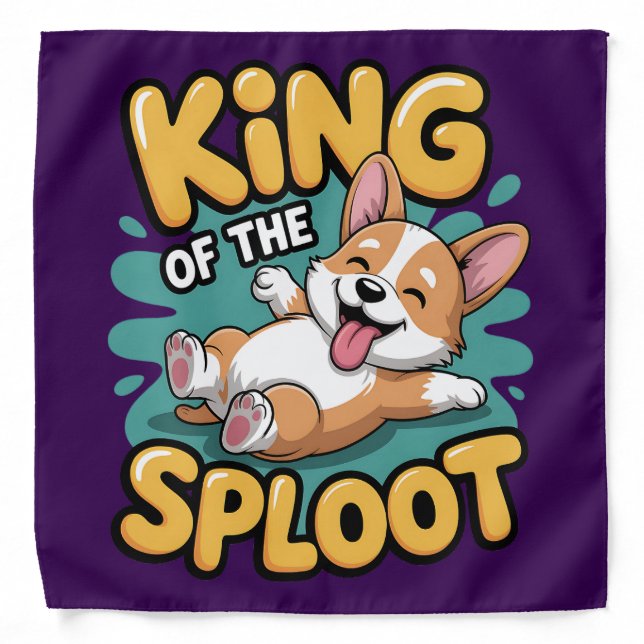 King of the Sploot Funny Dog Lying Pose Gift Bandana (Front)