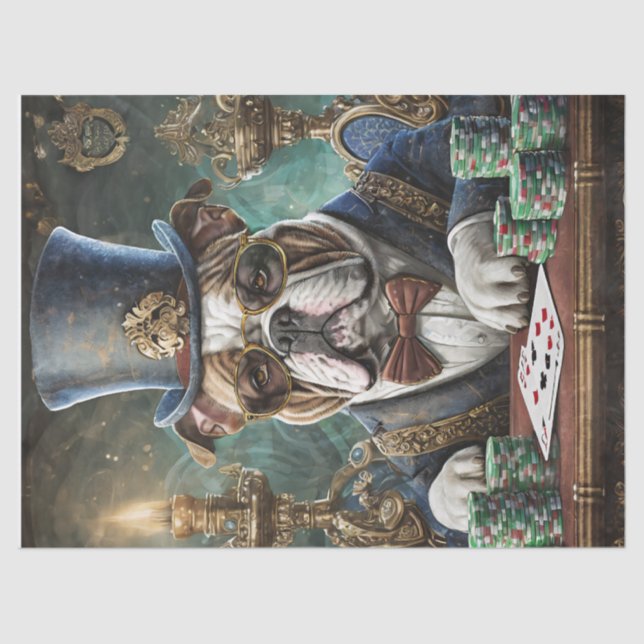 King of the Table, Bulldog plays CardsTissue Paper (Front)