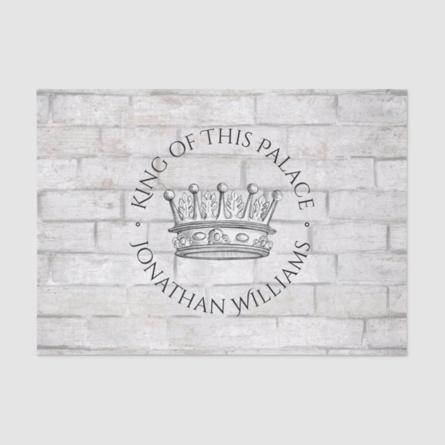 King of This Palace Crown Monogrammed Name Tissue Paper (Front)