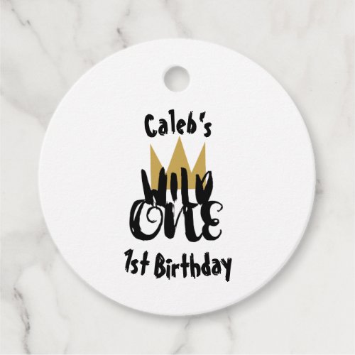 King of Wild One Gold Crown Jungle 1st Birthday Favor Tags